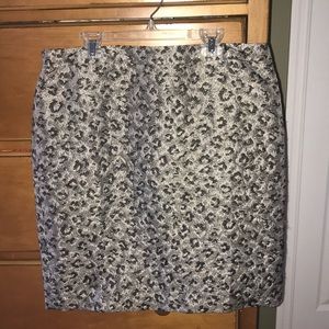 Loft straight lined metallic gray and black-skirt